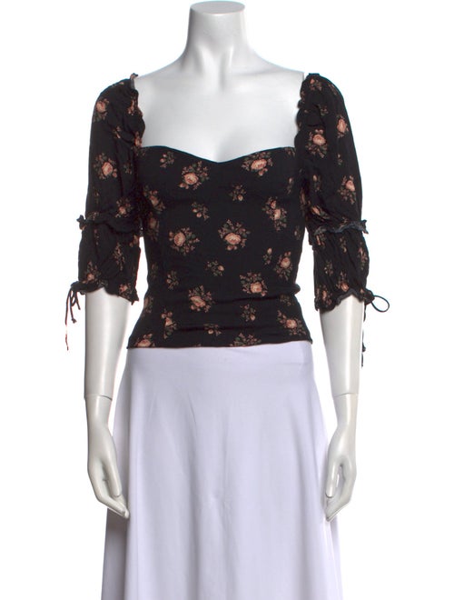 Reformation Floral Print Square Neckline Crop Top