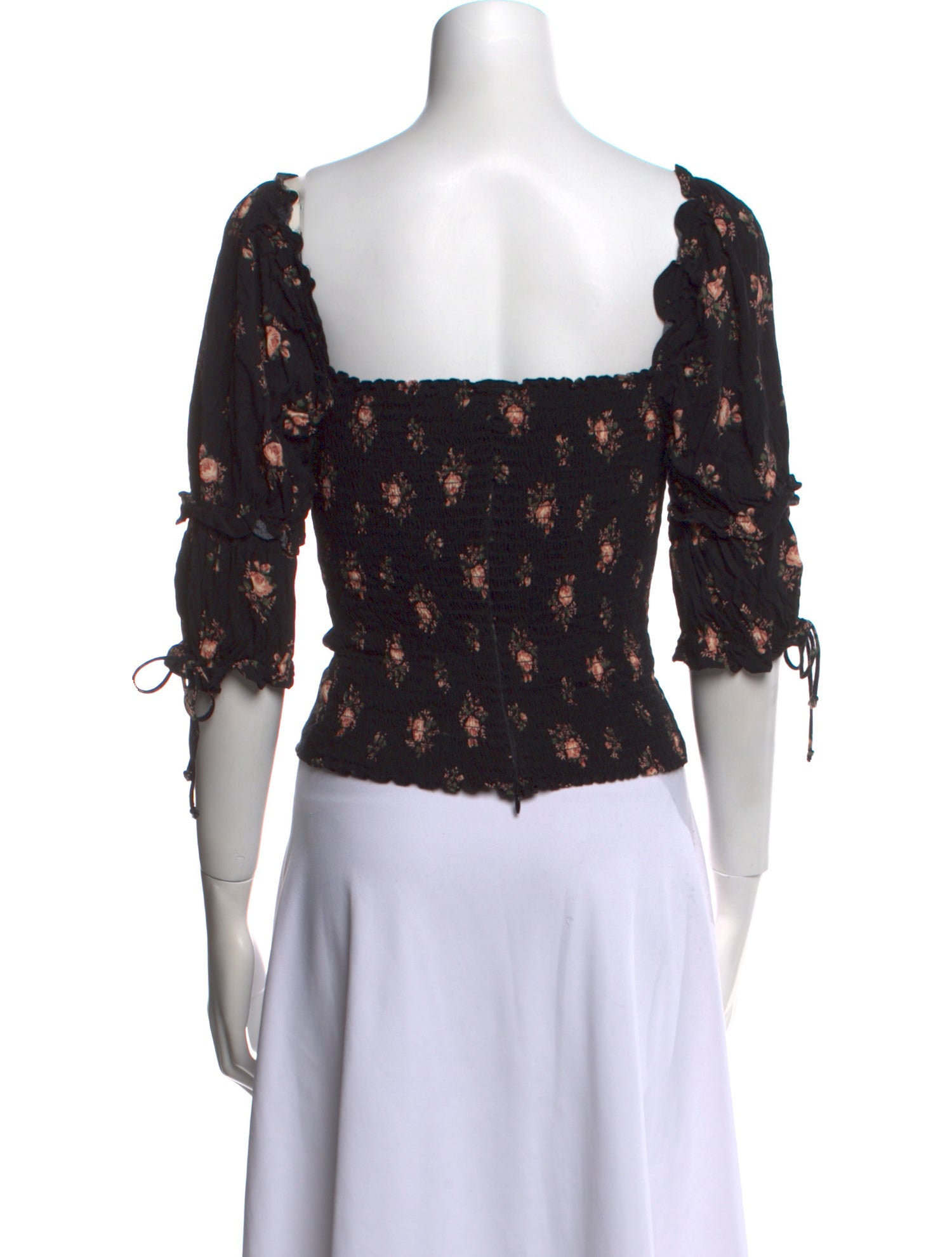 Reformation Floral Print Square Neckline Crop Top