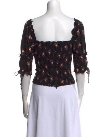 Reformation Floral Print Square Neckline Crop Top