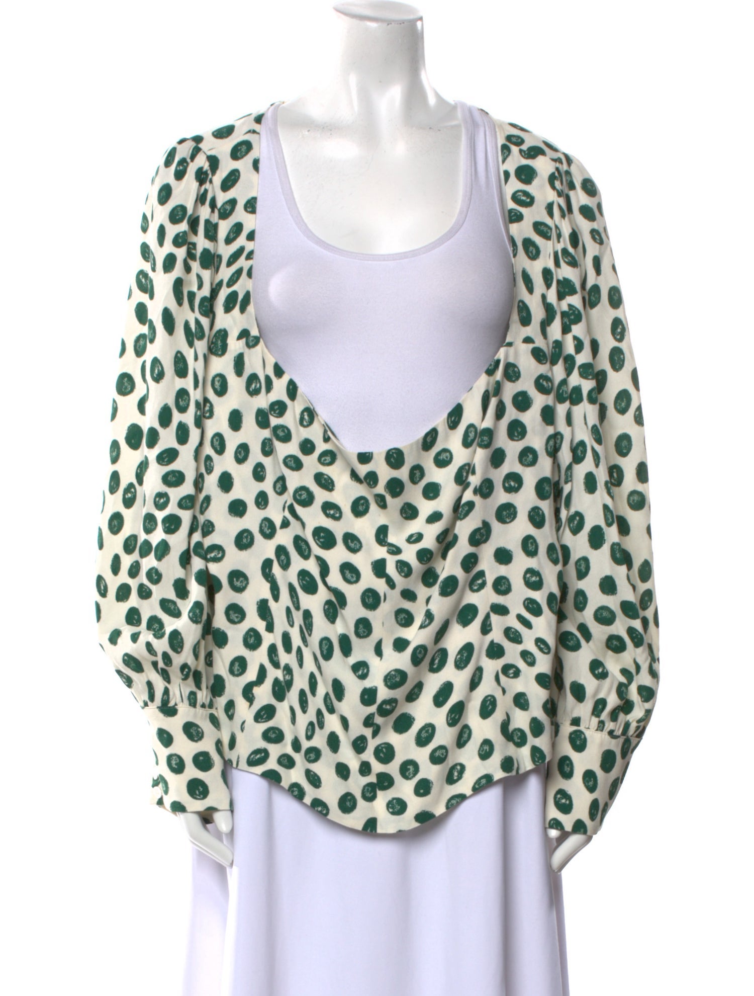 Reformation Polka Dot Print Scoop Neck Blouse
