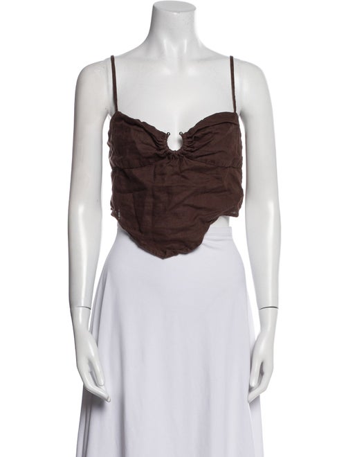 Reformation Linen Square Neckline Crop Top