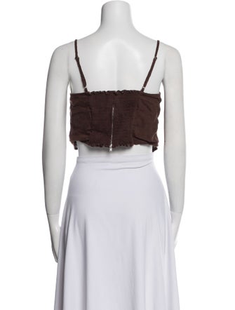 Reformation Linen Square Neckline Crop Top