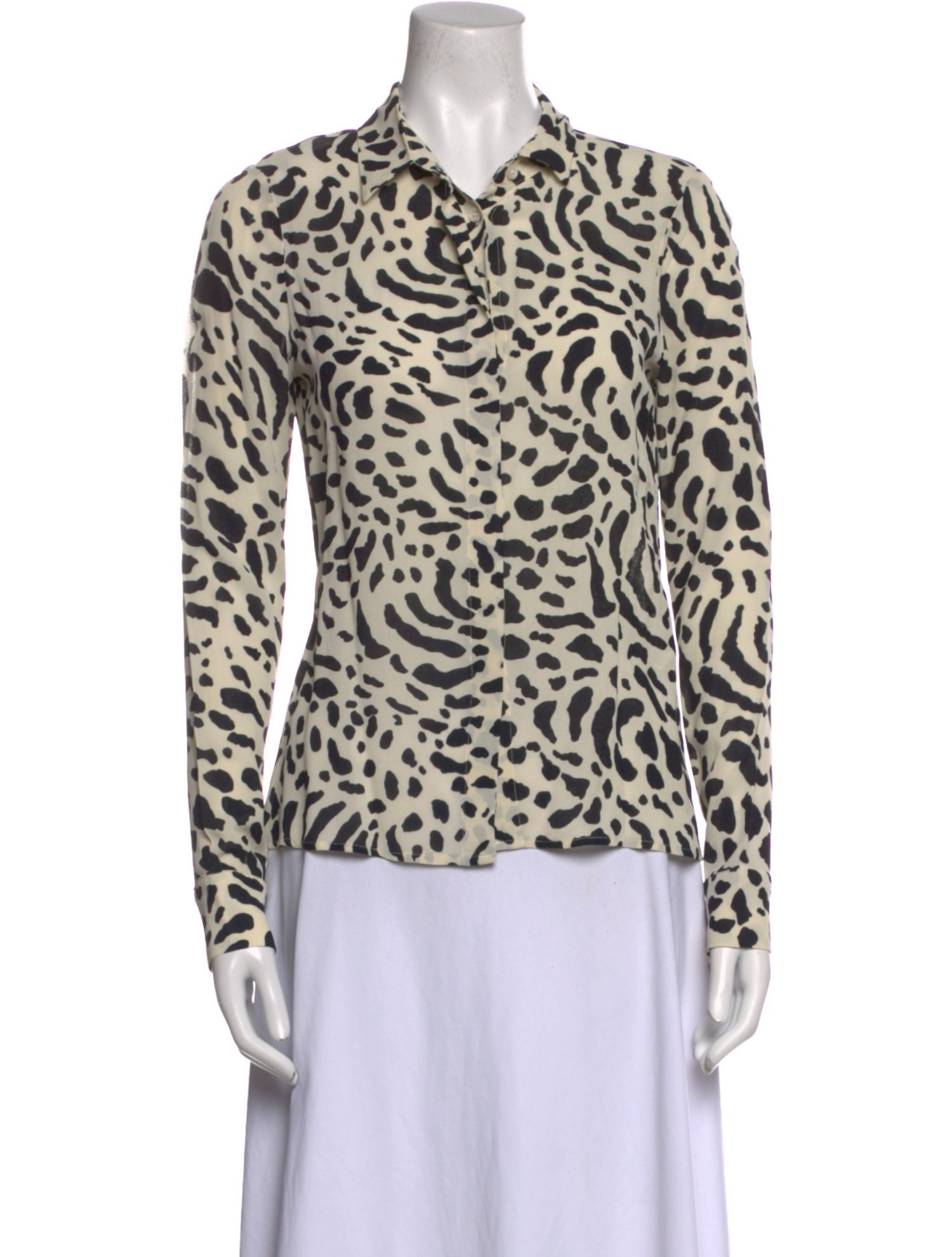 Reformation Animal Print Long Sleeve Button-Up Top