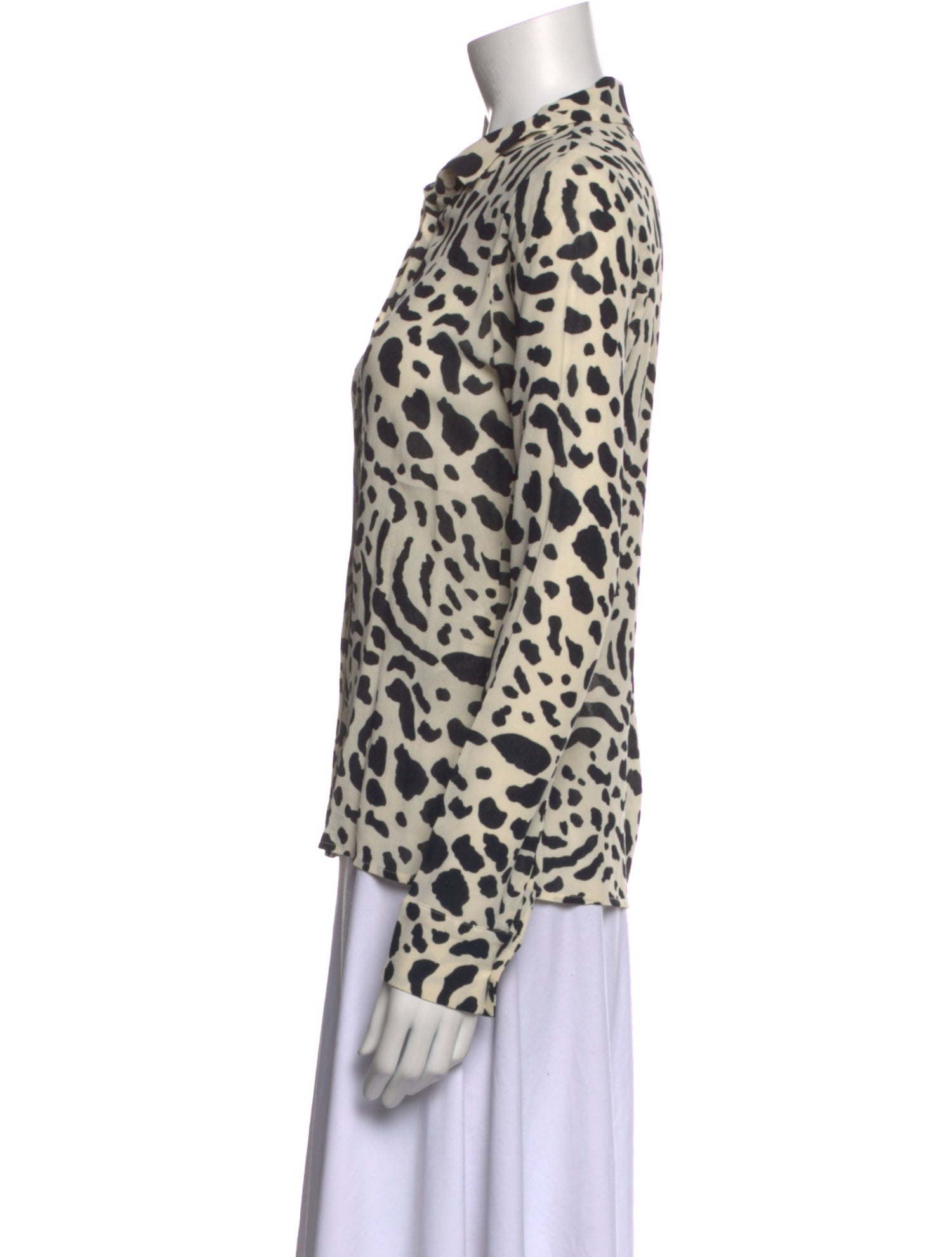 Reformation Animal Print Long Sleeve Button-Up Top