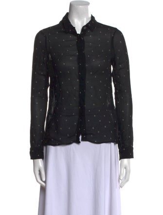 Reformation Printed Long Sleeve Button-Up Top