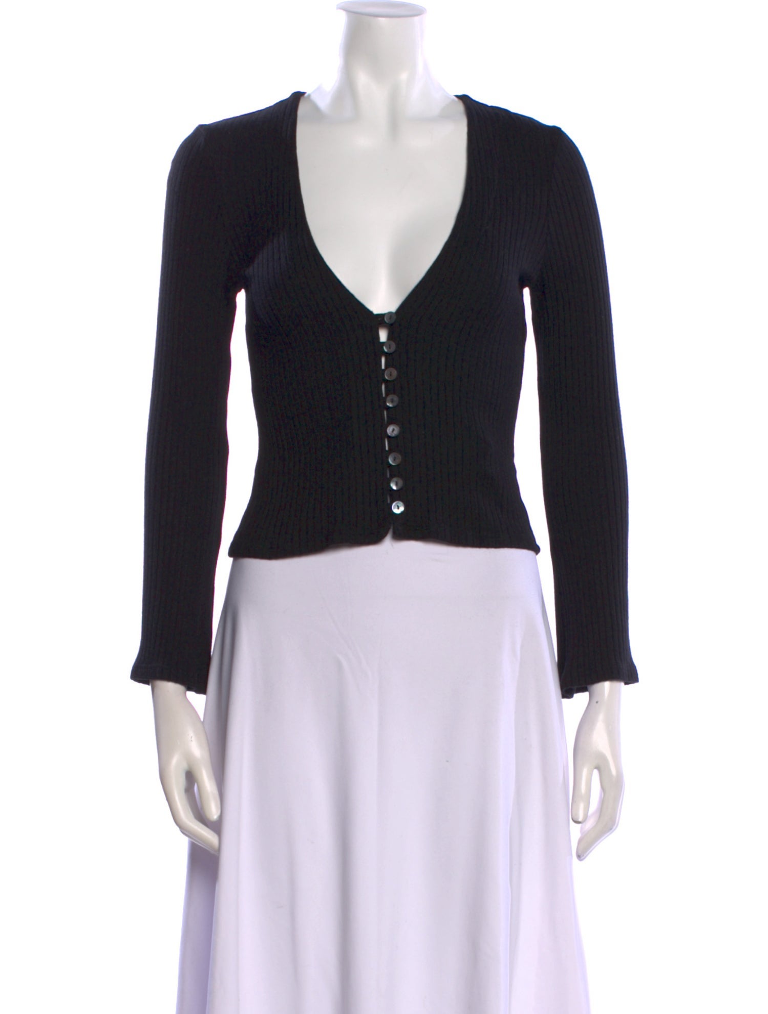 Reformation V-Neck Three-Quarter Sleeve Crop Top