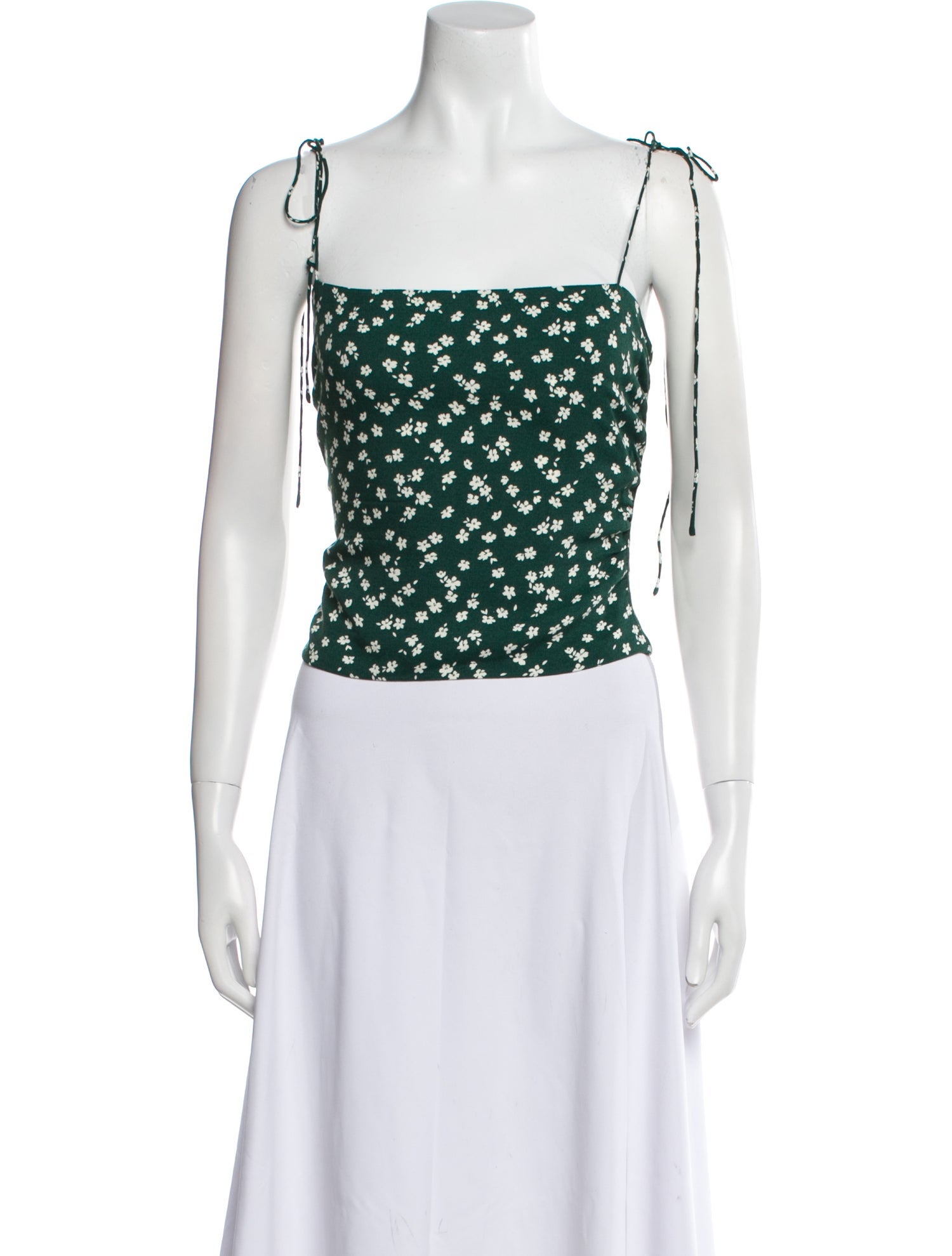 Reformation Floral Print Square Neckline Crop Top