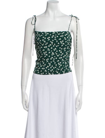Reformation Floral Print Square Neckline Crop Top
