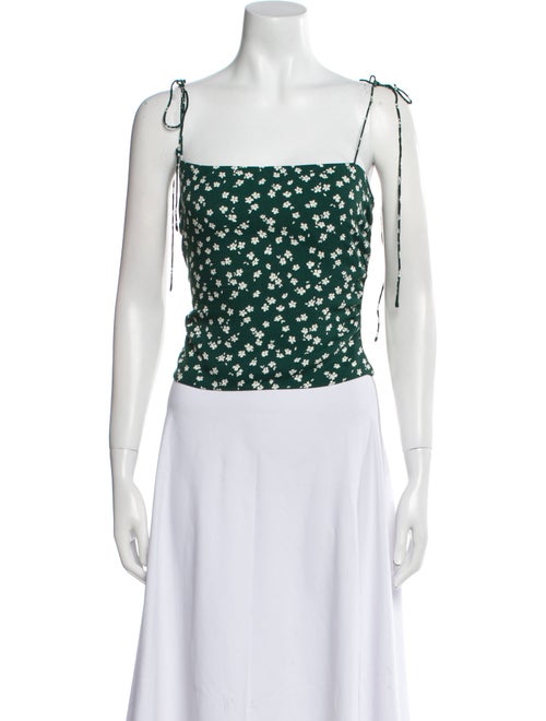 Reformation Floral Print Square Neckline Crop Top