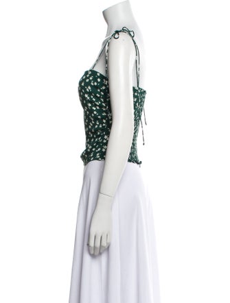 Reformation Floral Print Square Neckline Crop Top