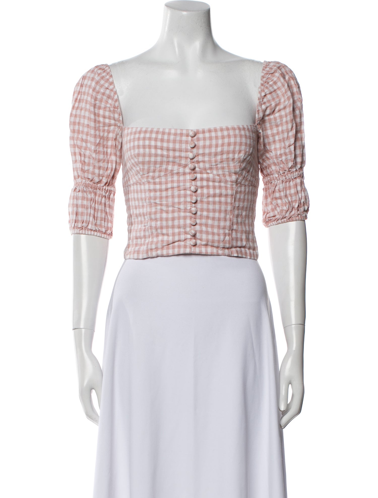 Reformation Linen Plaid Print Crop Top