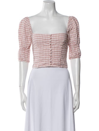 Reformation Linen Plaid Print Crop Top