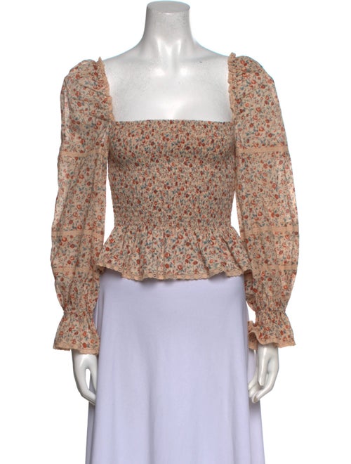 Reformation Floral Print Square Neckline Crop Top