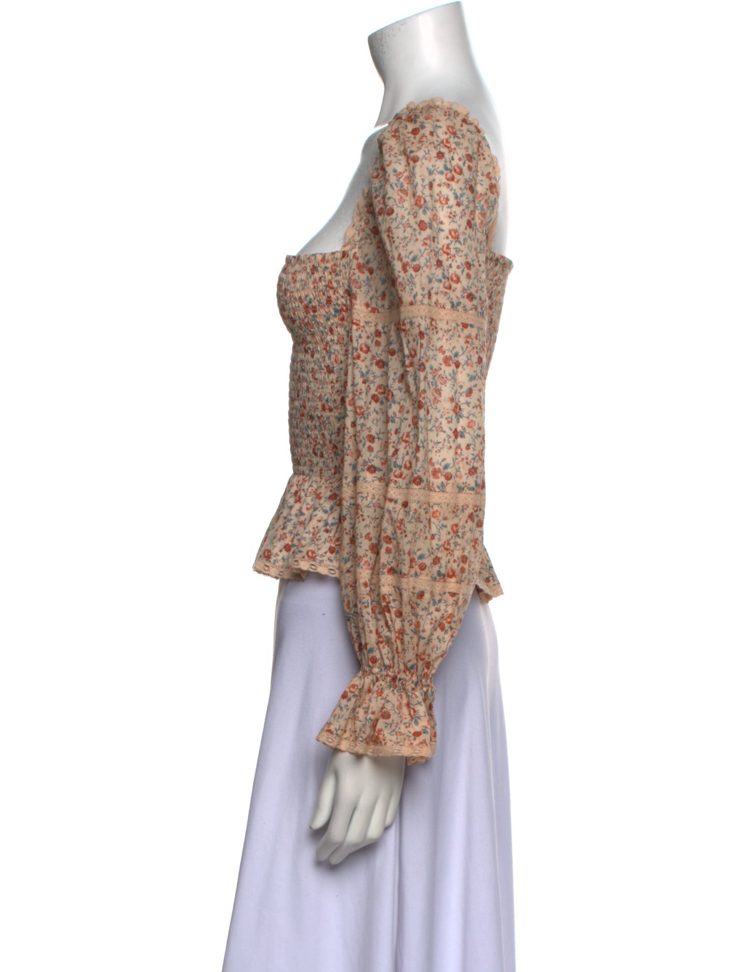 Reformation Floral Print Square Neckline Crop Top