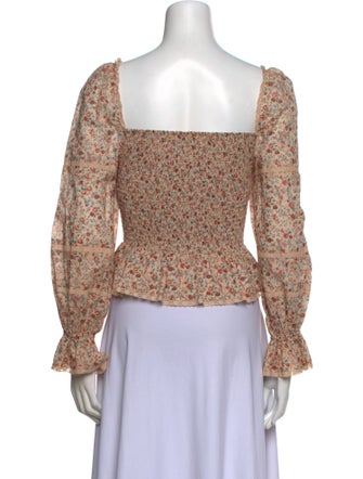 Reformation Floral Print Square Neckline Crop Top