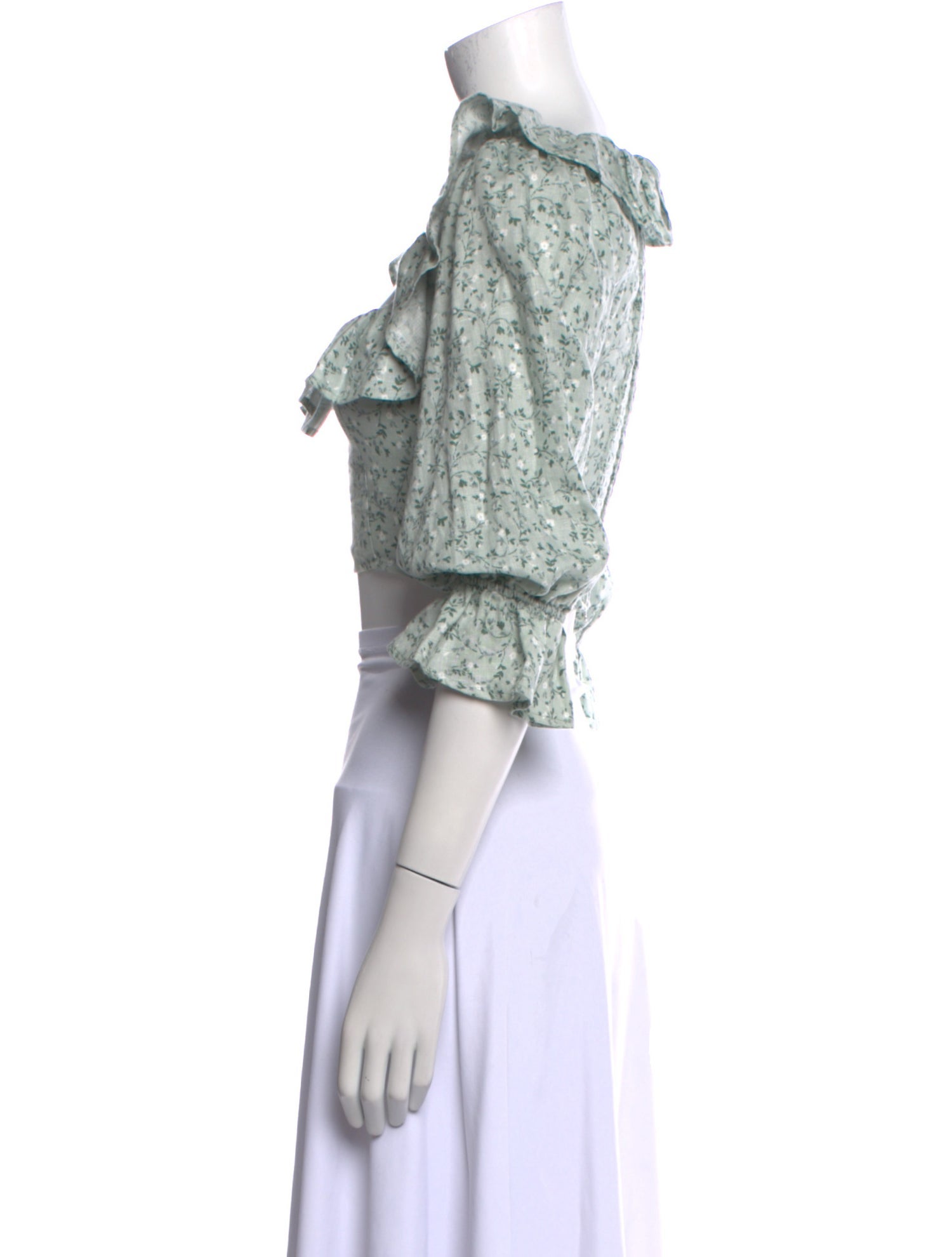 Reformation Linen Floral Print Crop Top