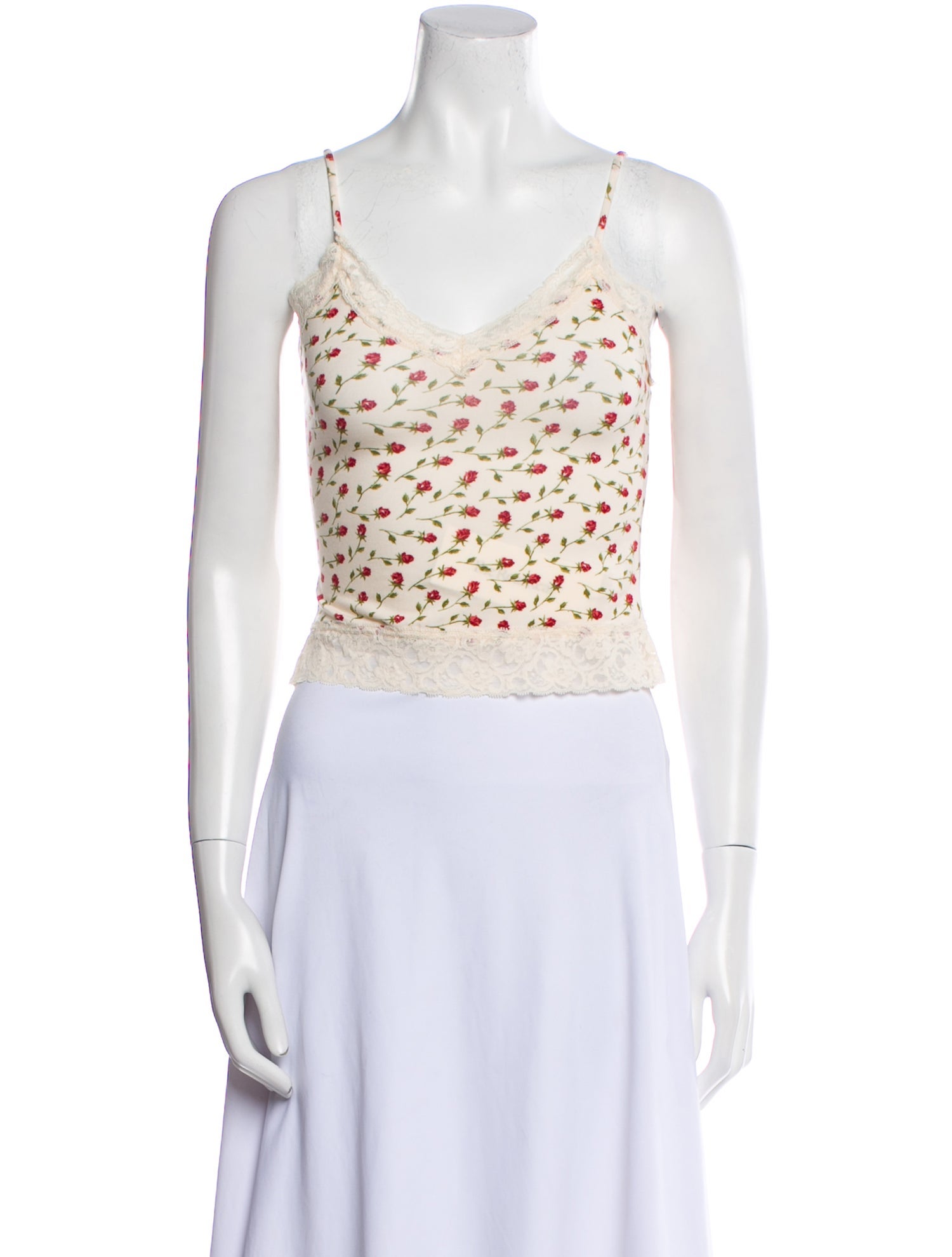 Reformation Floral Print V-Neck Crop Top