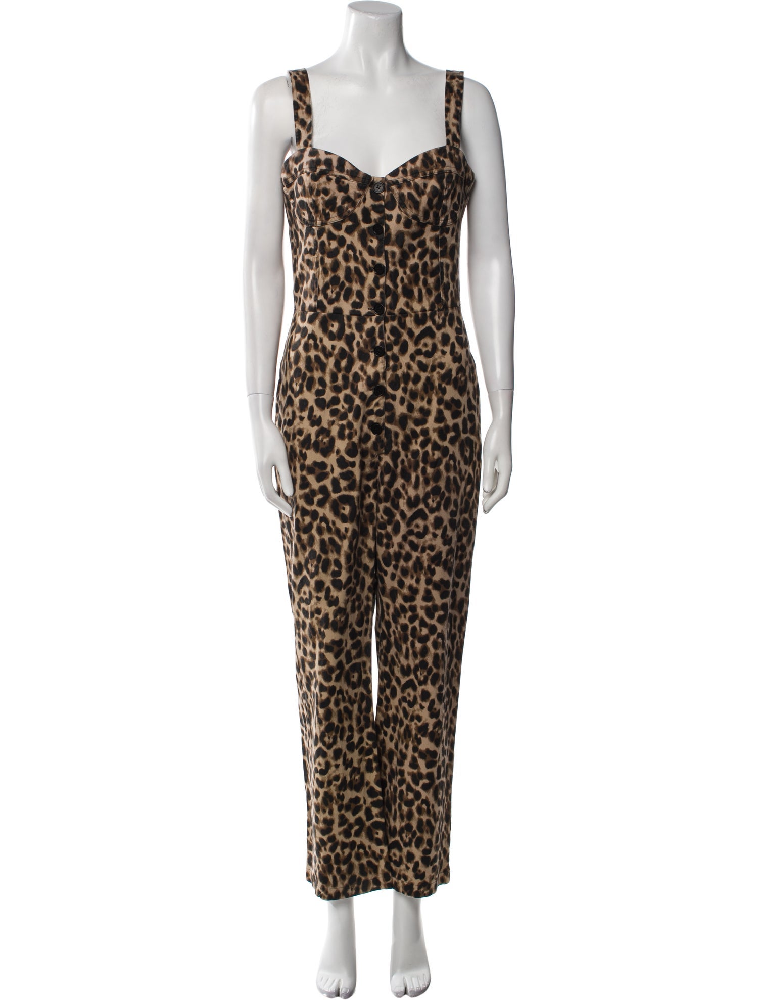 Reformation Animal Print Square Neckline Jumpsuit