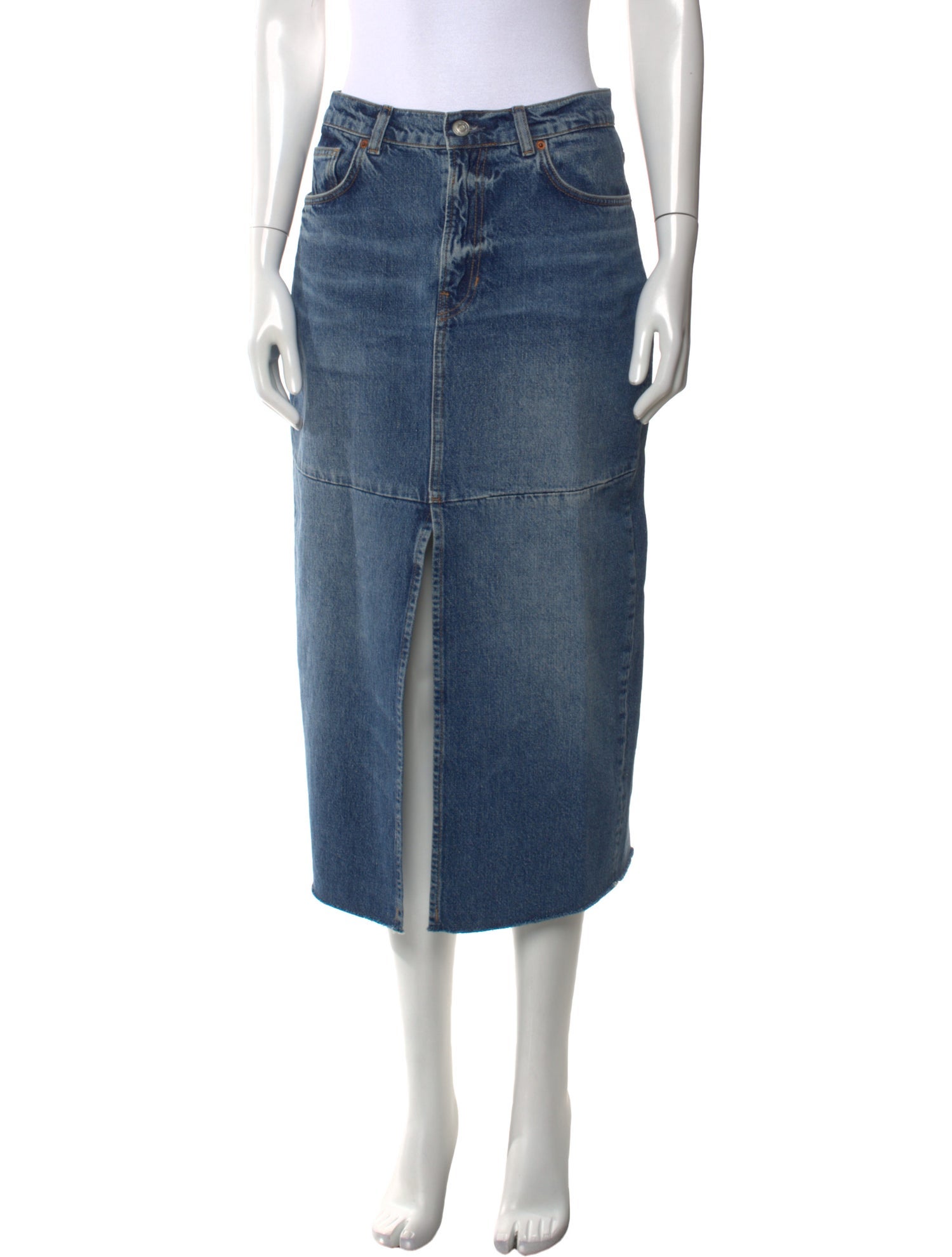 Reformation Raw-Edge Trim Midi Length Skirt