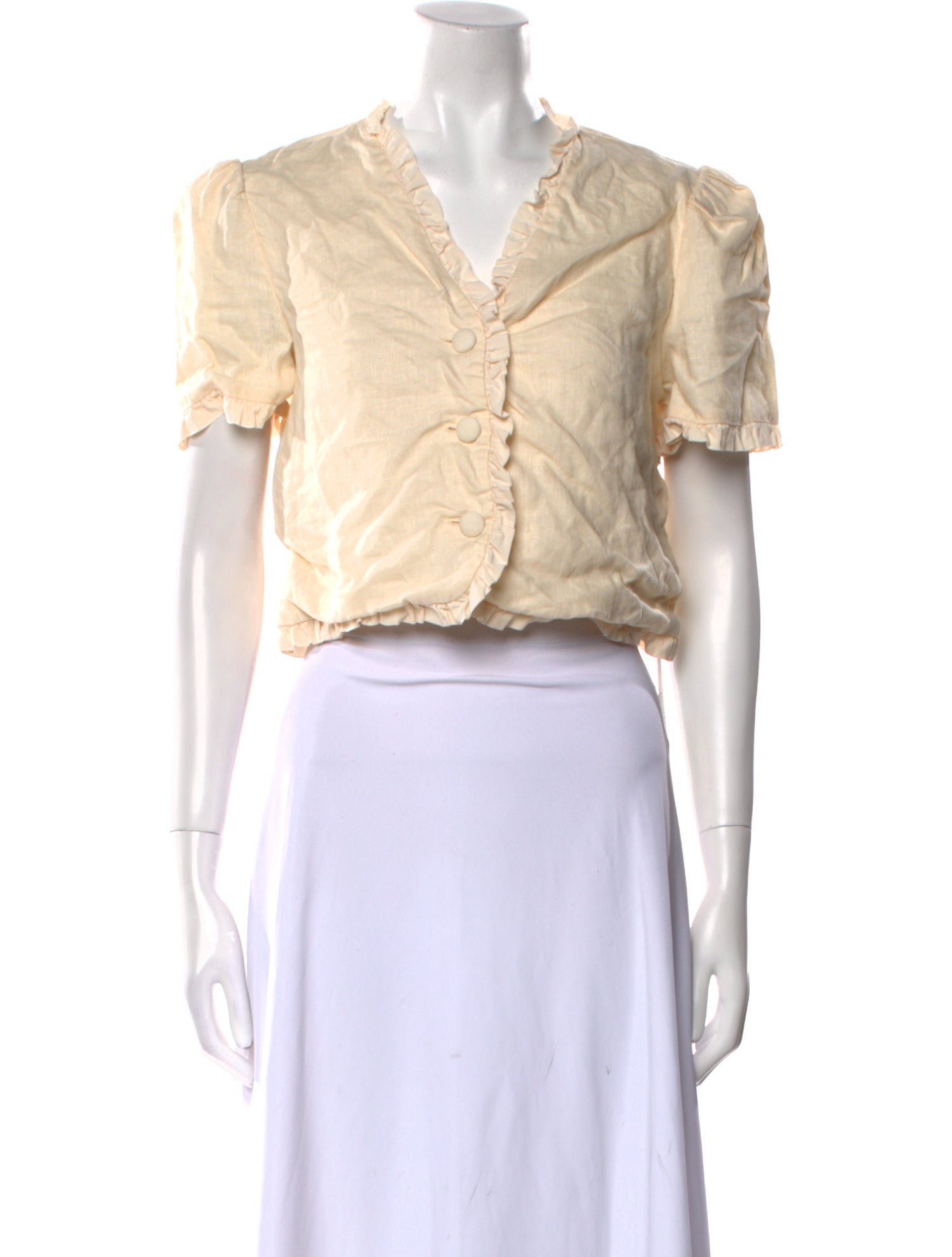 Reformation Linen V-Neck Crop Top