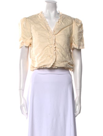 Reformation Linen V-Neck Crop Top