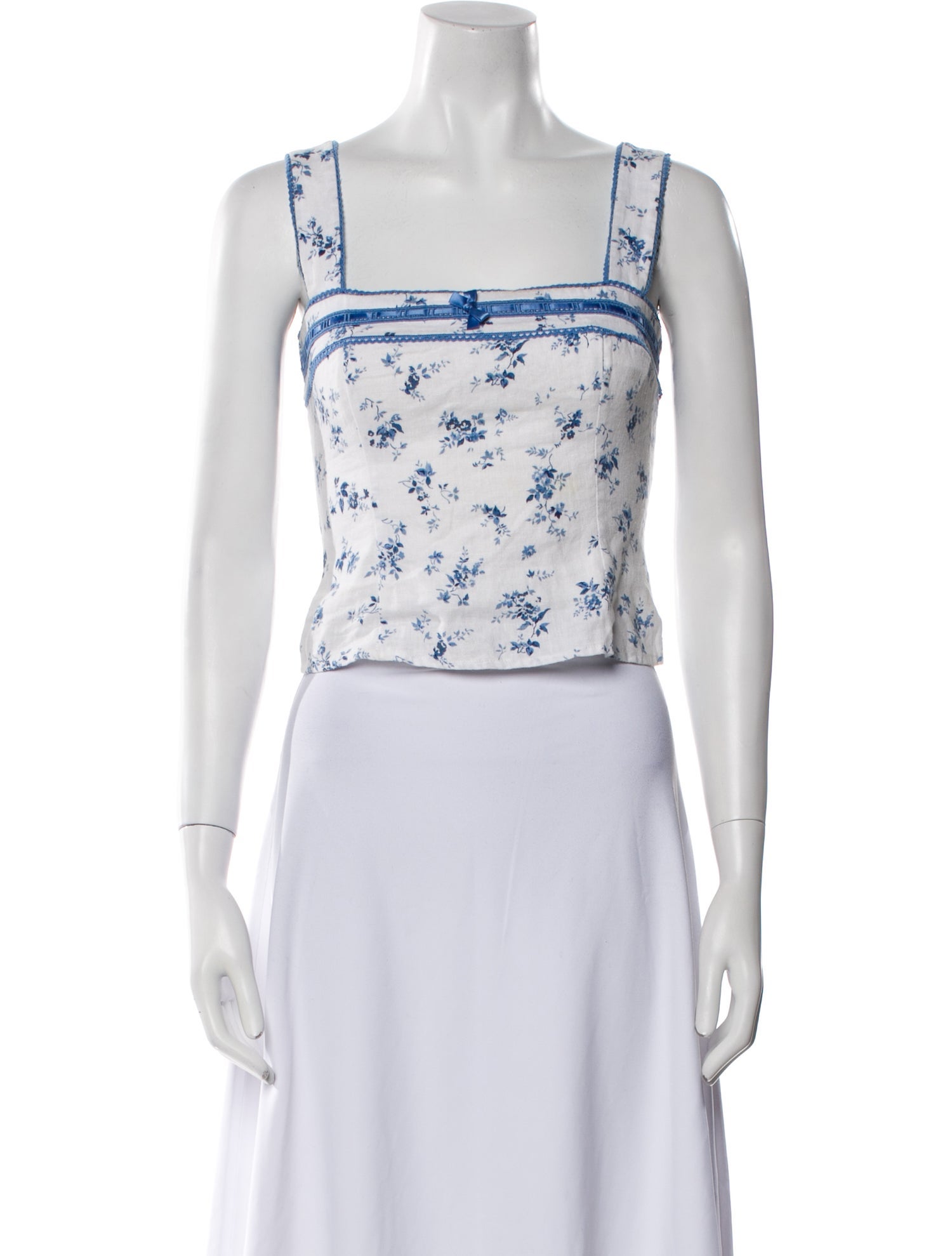 Reformation Linen Floral Print Crop Top