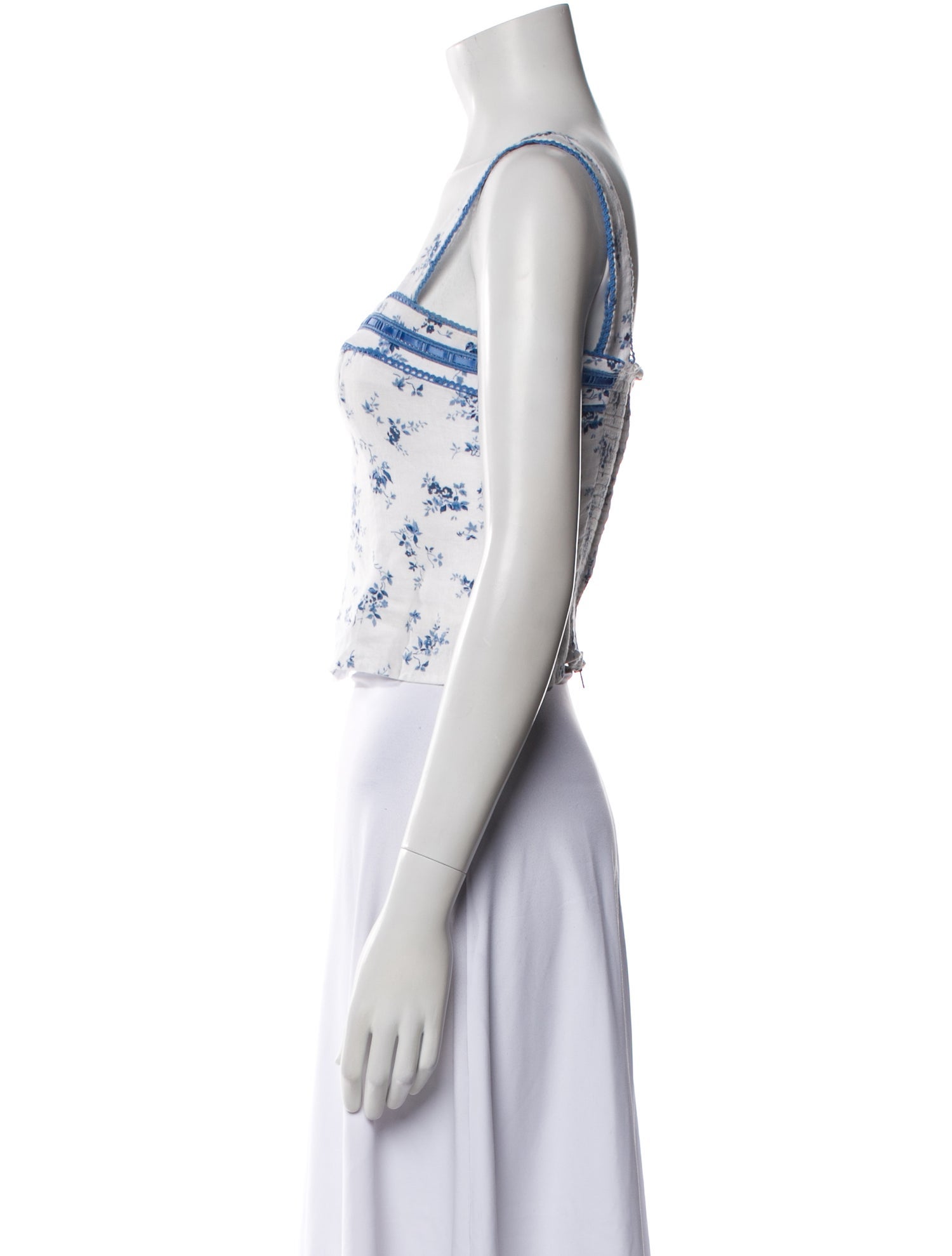 Reformation Linen Floral Print Crop Top