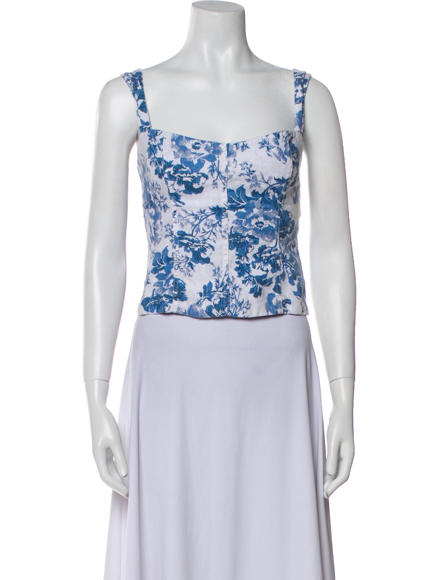 Reformation Linen Floral Print Crop Top