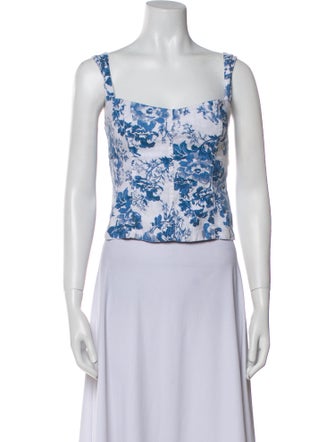 Reformation Linen Floral Print Crop Top