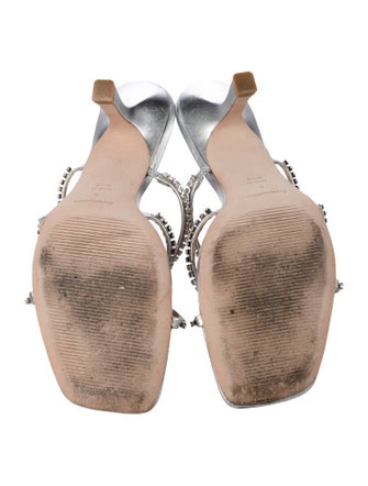 Reformation Leather Crystal Embellishments Slides