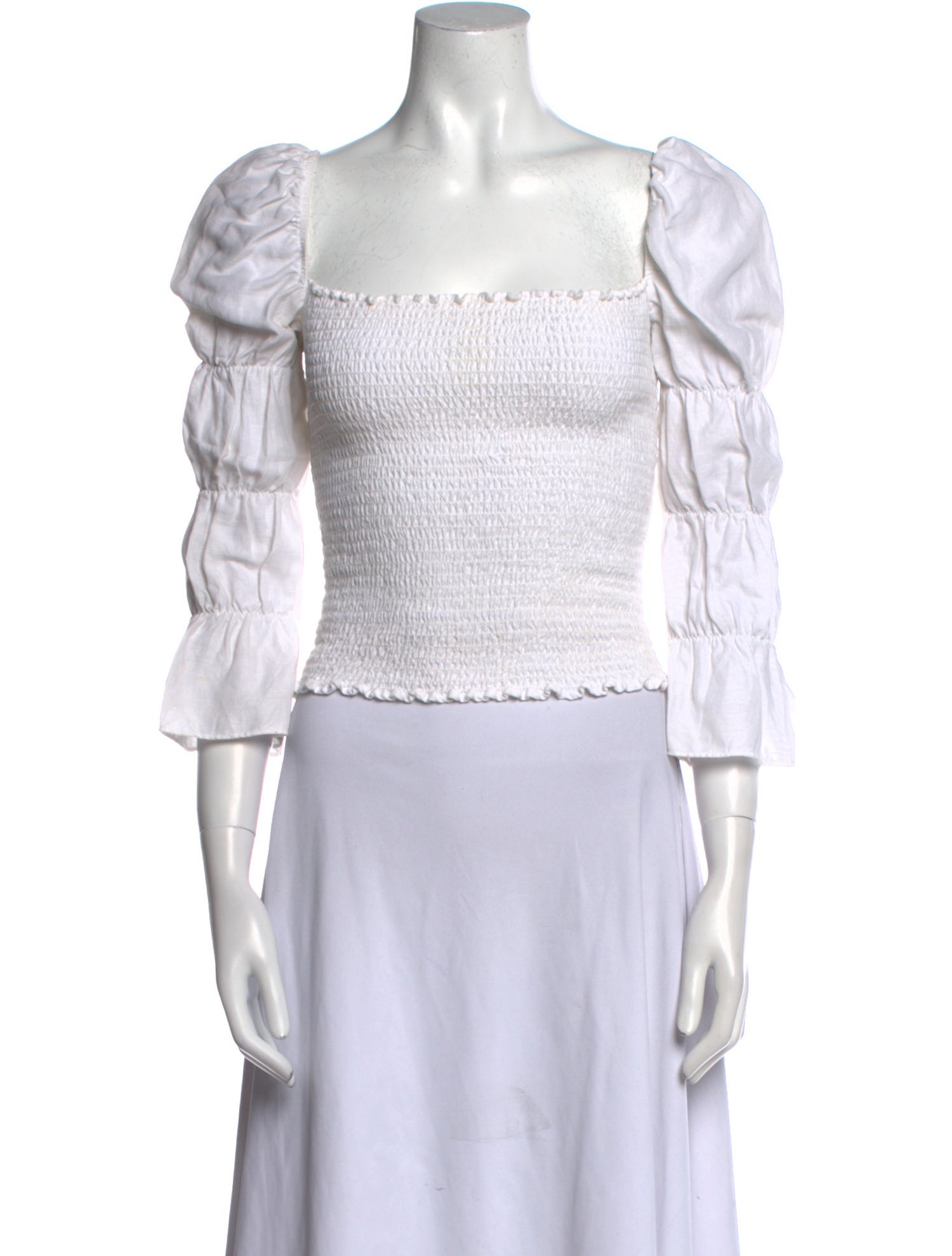 Reformation Square Neckline Three-Quarter Sleeve Crop Top