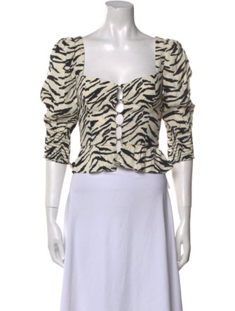 Reformation Animal Print Square Neckline Crop Top