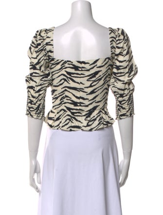 Reformation Animal Print Square Neckline Crop Top