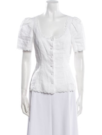 Reformation Linen Square Neckline Button-Up Top