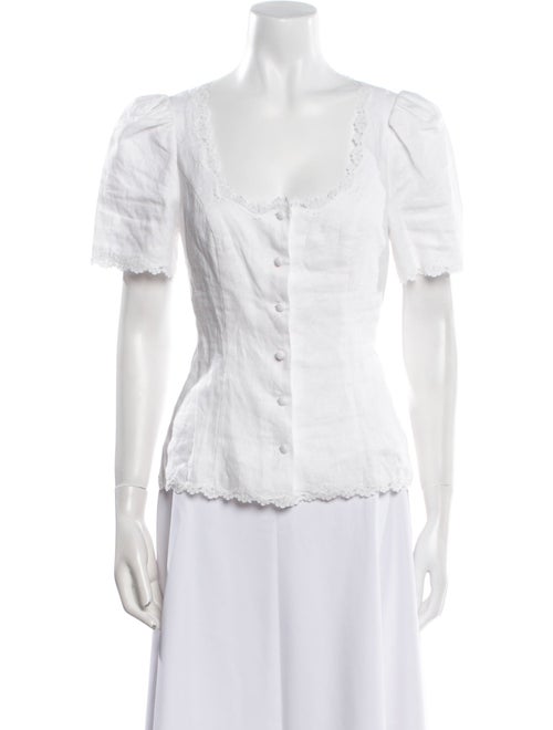 Reformation Linen Square Neckline Button-Up Top