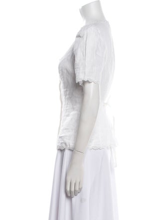 Reformation Linen Square Neckline Button-Up Top