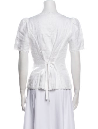 Reformation Linen Square Neckline Button-Up Top