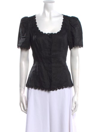 Reformation Linen Scoop Neck Blouse