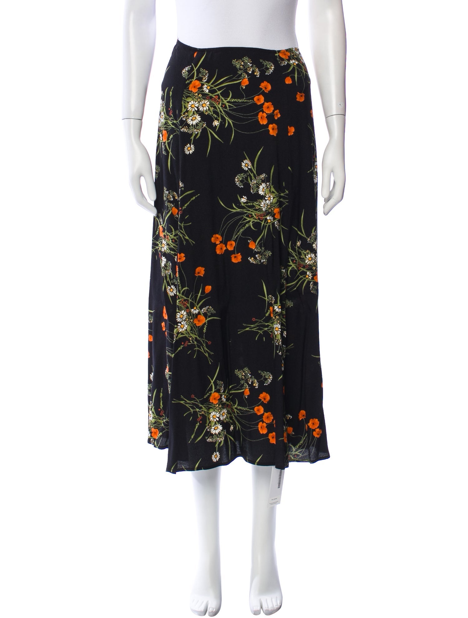 Reformation Floral Print Midi Length Skirt