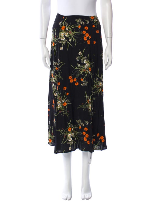 Reformation Floral Print Midi Length Skirt