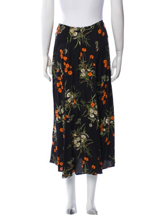 Reformation Floral Print Midi Length Skirt
