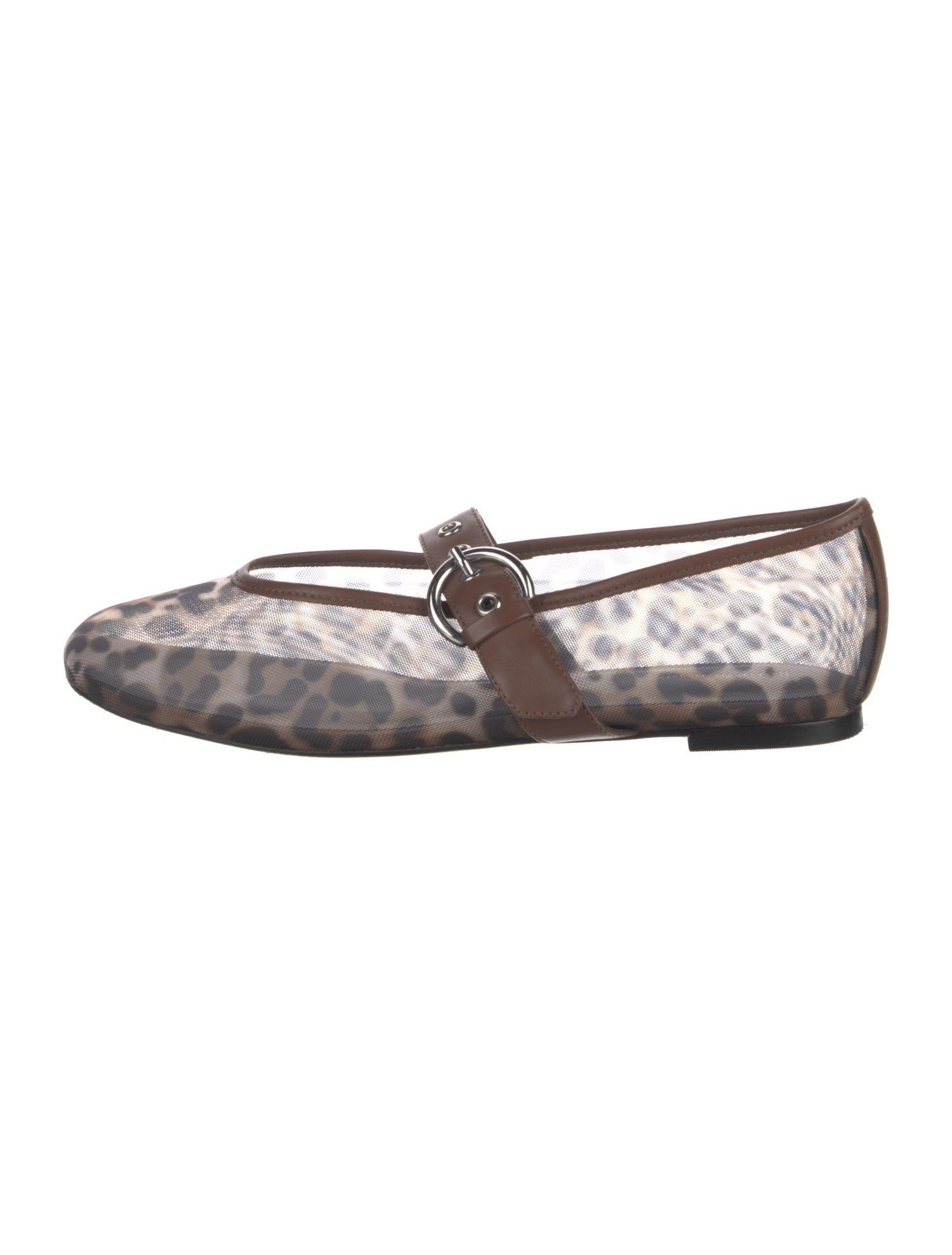 Reformation Animal Print Leather Trim Embellishment Mary Jane Flats
