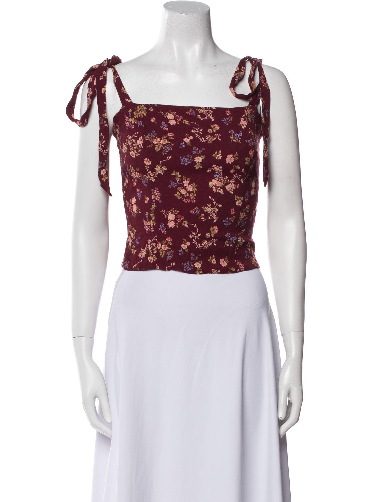 Reformation Floral Print Square Neckline Crop Top