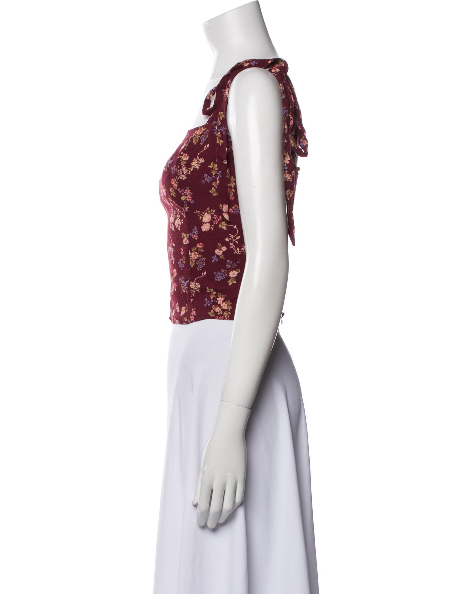 Reformation Floral Print Square Neckline Crop Top