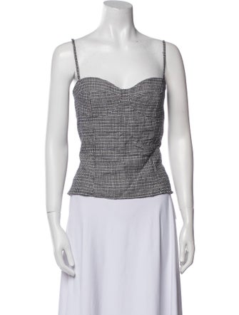 Reformation Plaid Print Square Neckline Crop Top