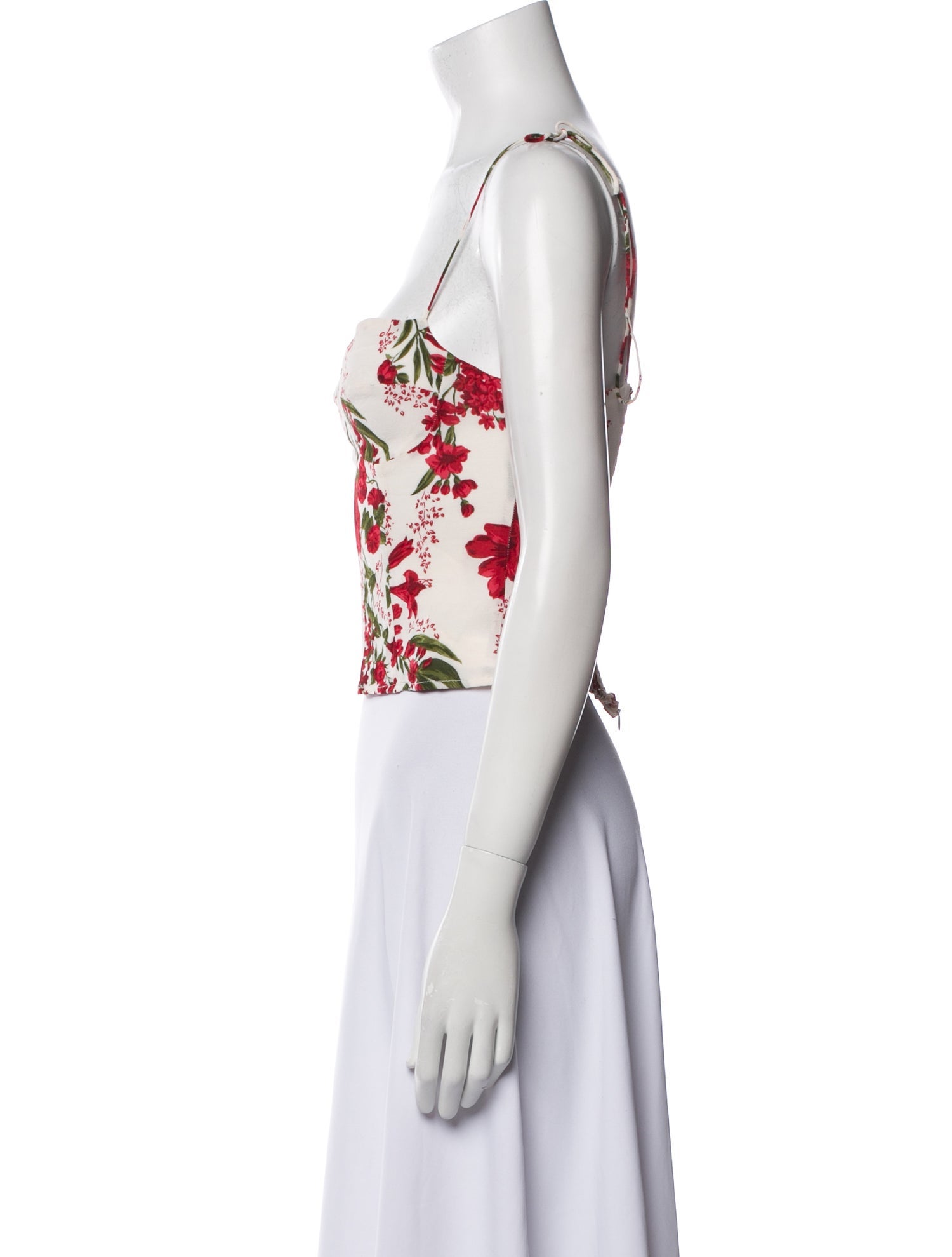 Reformation Floral Print Square Neckline Crop Top