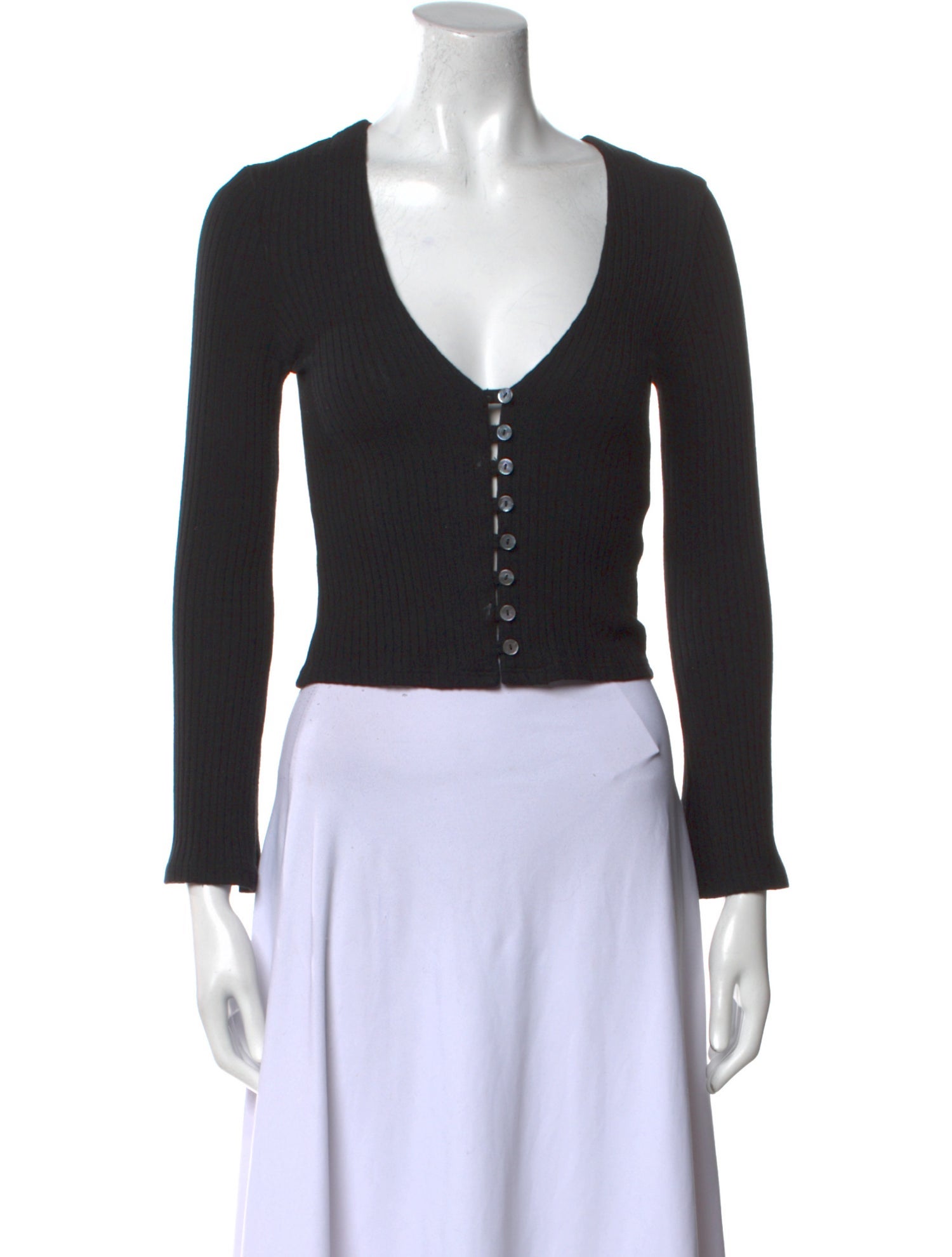 Reformation V-Neck Long Sleeve Crop Top