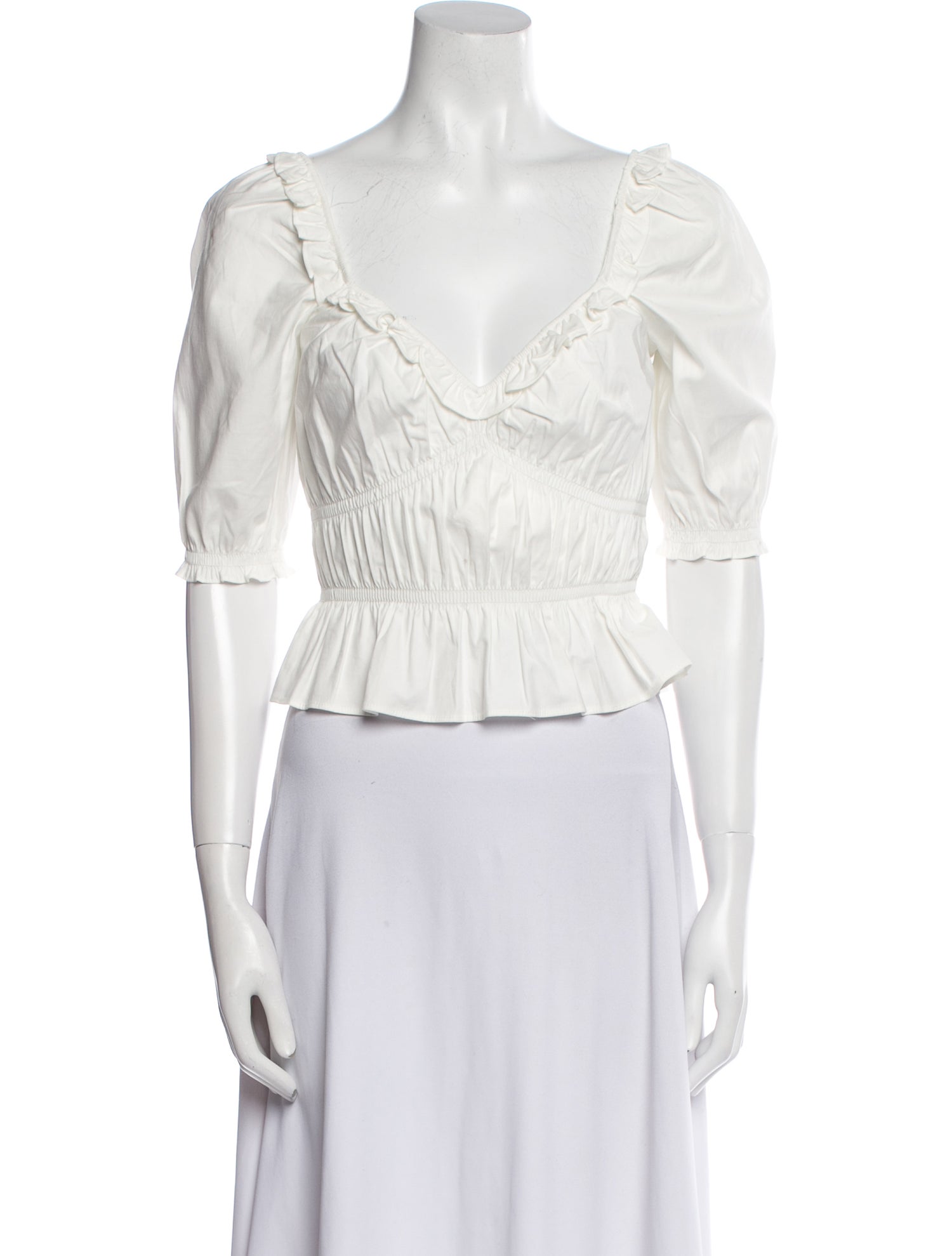 Reformation V-Neck Three-Quarter Sleeve Crop Top