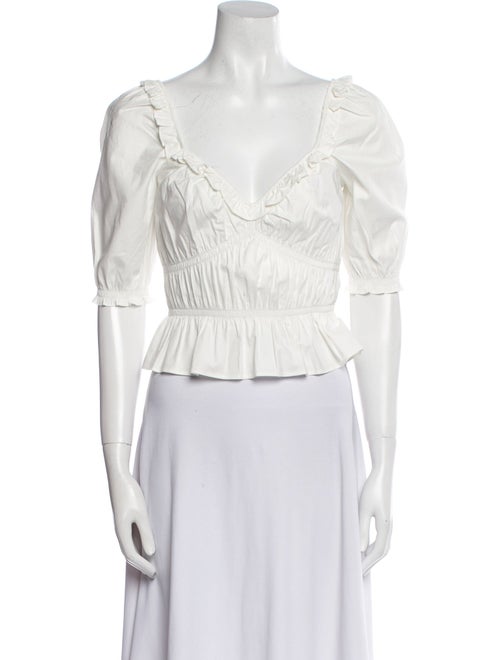 Reformation V-Neck Three-Quarter Sleeve Crop Top