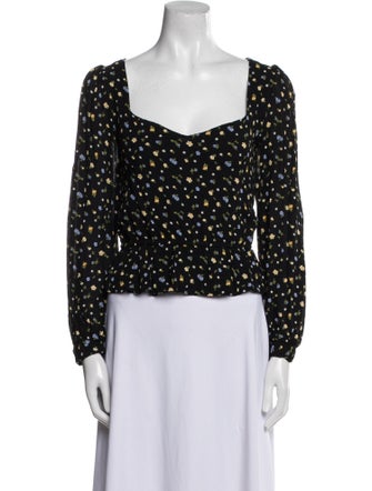 Reformation Floral Print Square Neckline Crop Top